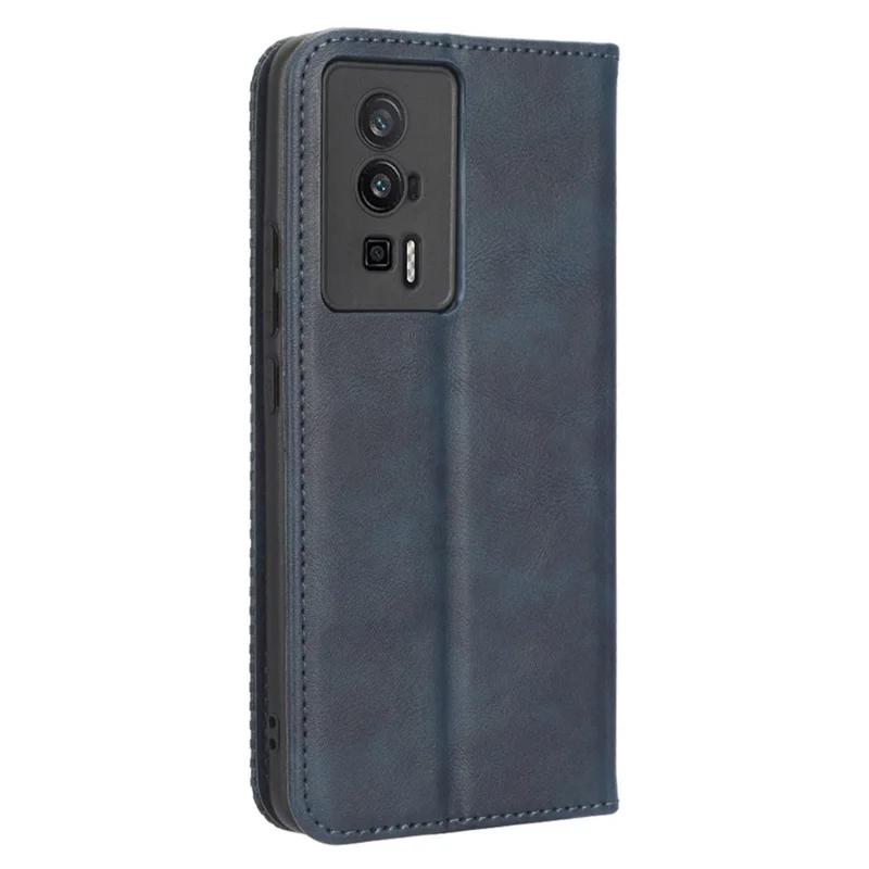 Phone Case for Xiaomi Poco F5 Pro 5G / Redmi K60 Pro 5G / K60 5G / K60 Champion Edition Retro Texture Stand PU Leather Phone Wallet Cover - Blue