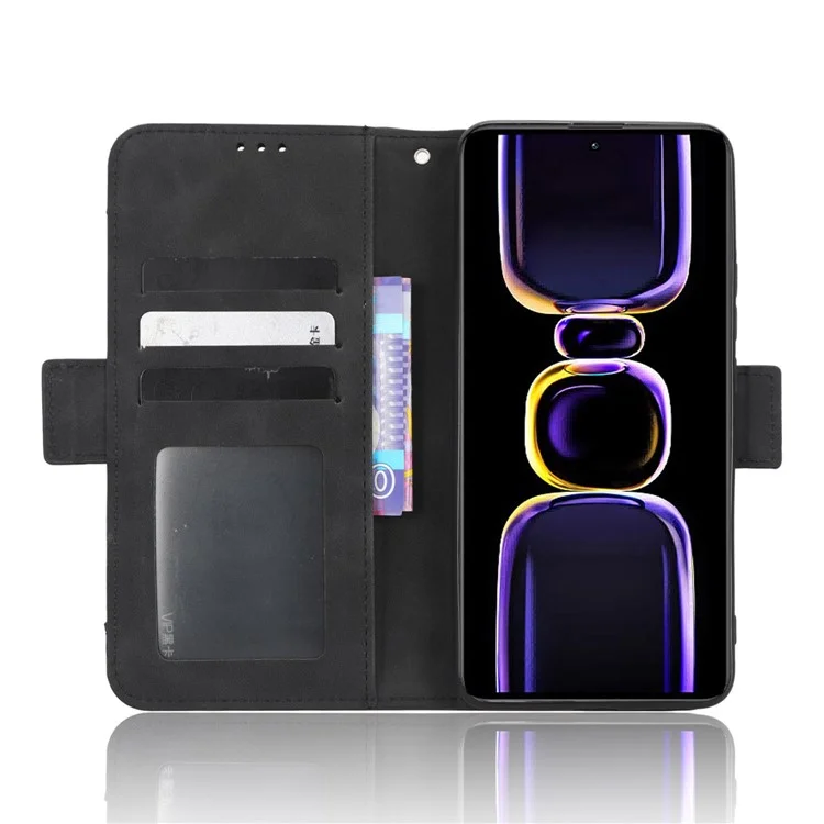 Capa Carteira de Telefone para Xiaomi Poco F5 Pro 5G / Redmi K60 Pro 5G / K60 5G / K60 Champion Edition Couro PU Slot Múltiplo para Cartões Suporte para Telefone - Preto