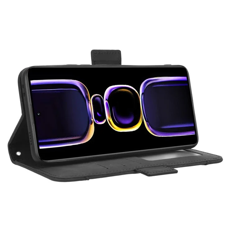 Capa Carteira de Telefone para Xiaomi Poco F5 Pro 5G / Redmi K60 Pro 5G / K60 5G / K60 Champion Edition Couro PU Slot Múltiplo para Cartões Suporte para Telefone - Preto