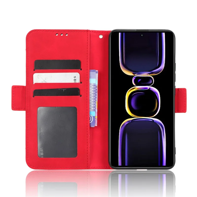 Phone Wallet Cover for Xiaomi Poco F5 Pro 5G / Redmi K60 Pro 5G / K60 5G / K60 Champion Edition PU Leather Multiple Card Slots Stand Phone Case - Red
