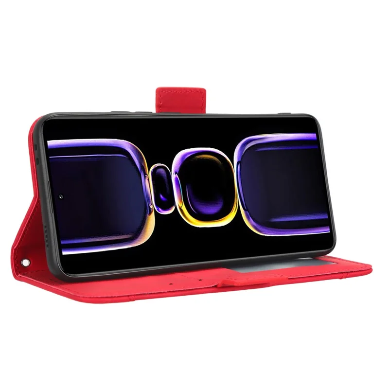 Phone Wallet Cover for Xiaomi Poco F5 Pro 5G / Redmi K60 Pro 5G / K60 5G / K60 Champion Edition PU Leather Multiple Card Slots Stand Phone Case - Red