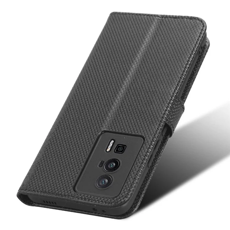 Custodia in pelle per telefono per Xiaomi Poco F5 Pro 5G / Redmi K60 Pro 5G / K60 5G / K60 Champion Edition, texture a diamante, custodia a portafoglio con supporto per telefono - Nero