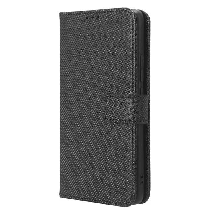 Custodia in pelle per telefono per Xiaomi Poco F5 Pro 5G / Redmi K60 Pro 5G / K60 5G / K60 Champion Edition, texture a diamante, custodia a portafoglio con supporto per telefono - Nero