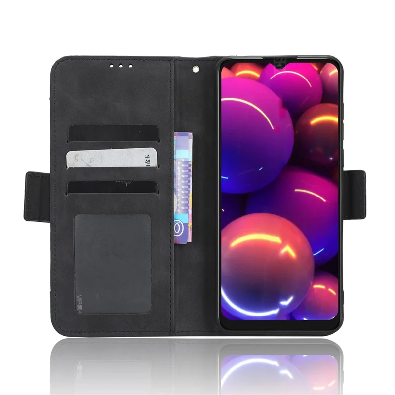 Phone Wallet Cover for TCL 305i (Fingerprint Version), Drop Proof PU Leather Multiple Card Slots Stand Phone Case - Black