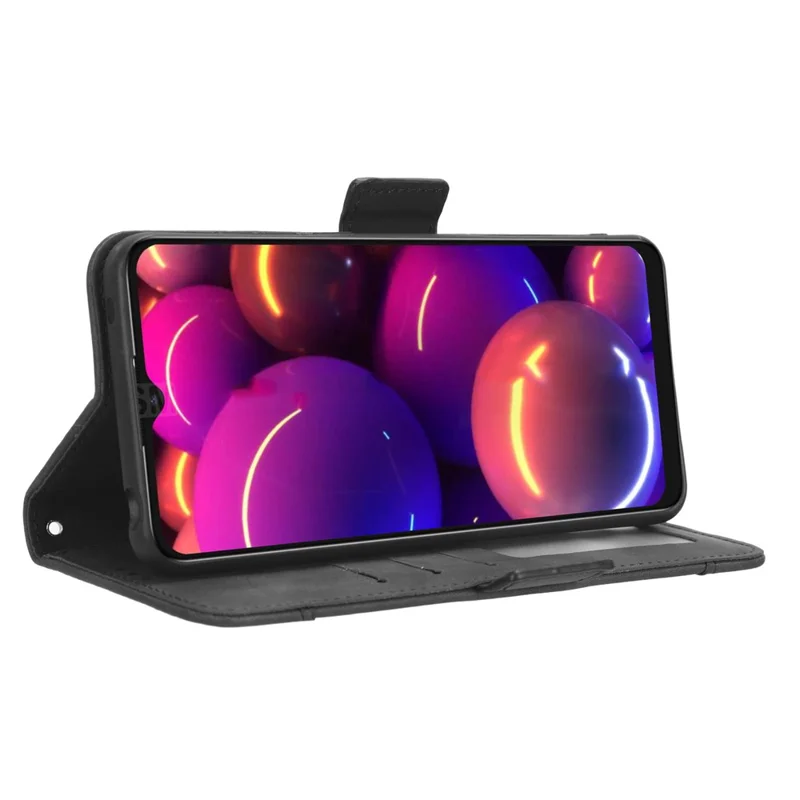 Phone Wallet Cover for TCL 305i (Fingerprint Version), Drop Proof PU Leather Multiple Card Slots Stand Phone Case - Black