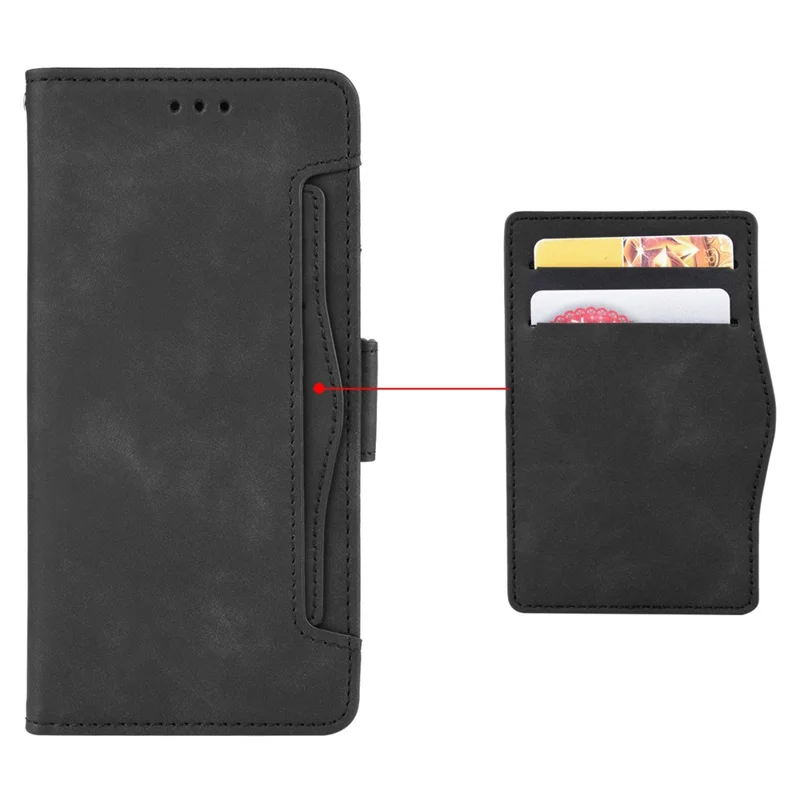 Phone Wallet Cover for TCL 305i (Fingerprint Version), Drop Proof PU Leather Multiple Card Slots Stand Phone Case - Black