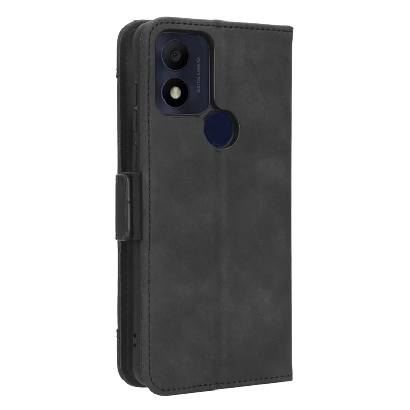 Phone Wallet Cover for TCL 305i (Fingerprint Version), Drop Proof PU Leather Multiple Card Slots Stand Phone Case - Black