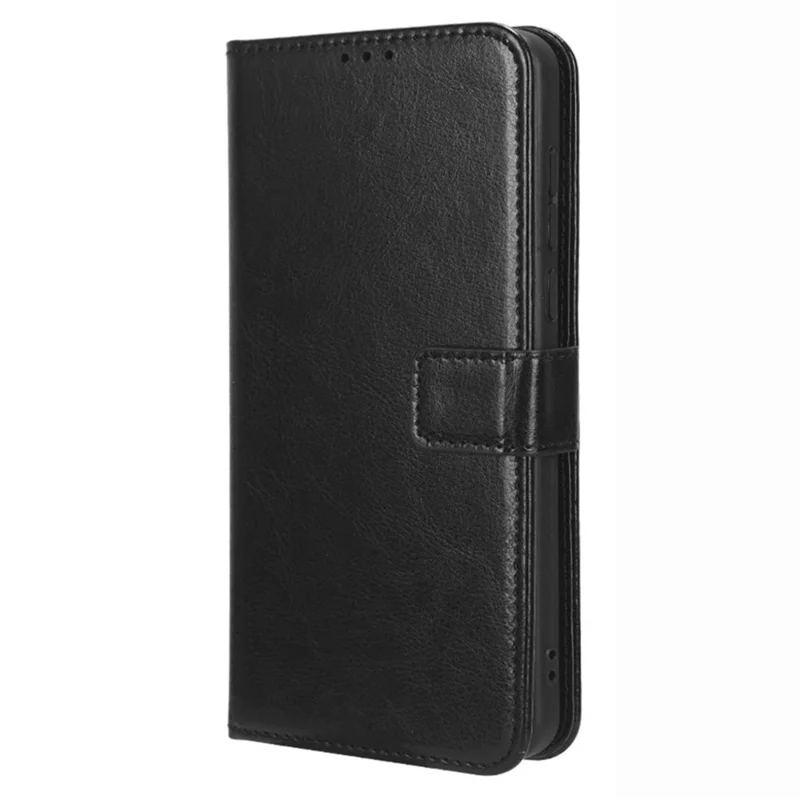 Phone Case for TCL 305i (Fingerprint Version), Crazy Horse Texture Stand Wallet Leather Cell Phone Cover with Strap - Black