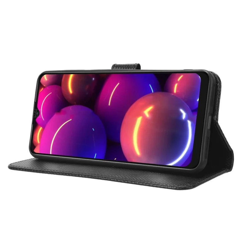 Чехол для телефона из искусственной кожи для TCL 305i (версия с сенсором отпечатка пальца), противоударный чехол-бумажник с алмазным узором, подставка для телефона - черный