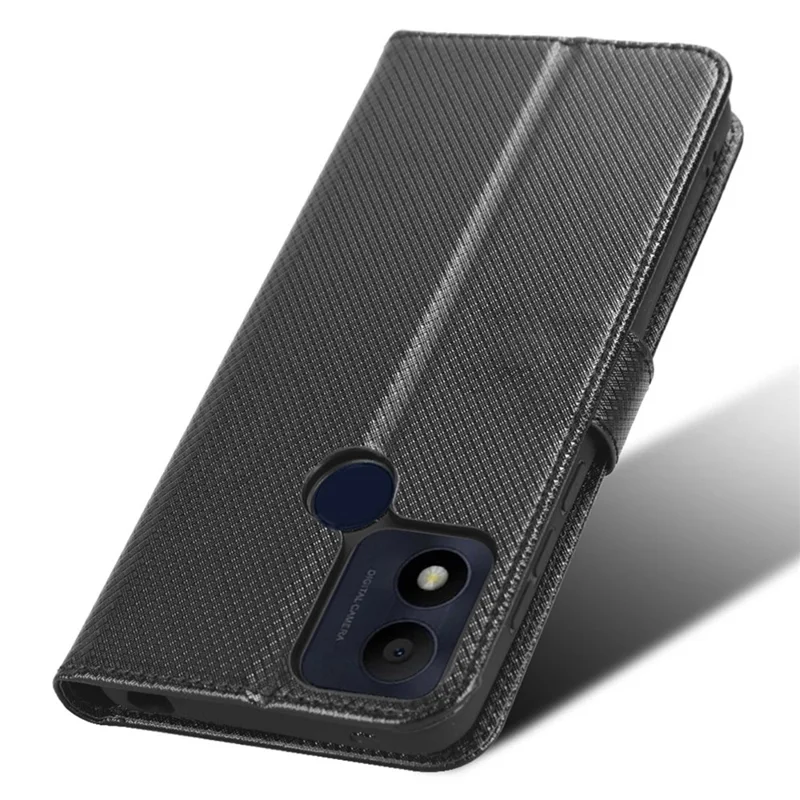 Чехол для телефона из искусственной кожи для TCL 305i (версия с сенсором отпечатка пальца), противоударный чехол-бумажник с алмазным узором, подставка для телефона - черный