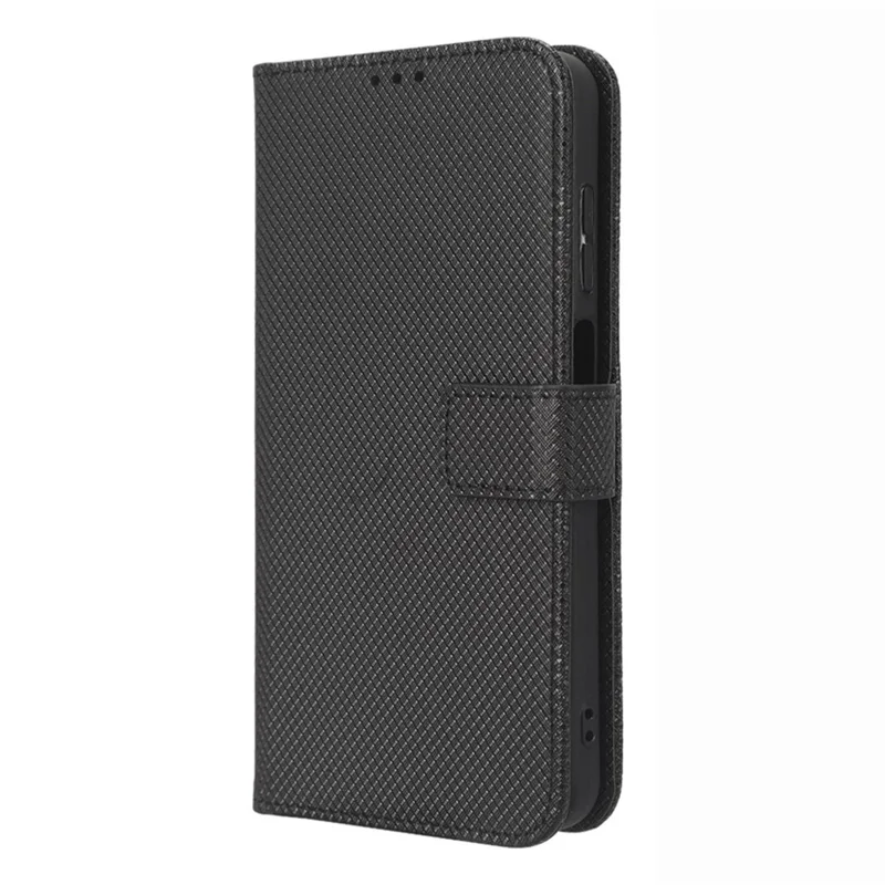 Etui na telefon do Ulefone Note 14, portfel z uchwytem i diamentową fakturą, pokrowiec z syntetycznej skóry PU – czarny