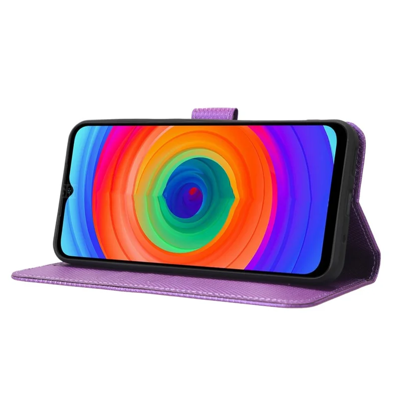 Phone Case for Ulefone Note 14, Diamond Texture Wallet Stand PU Leather Phone Cover - Purple