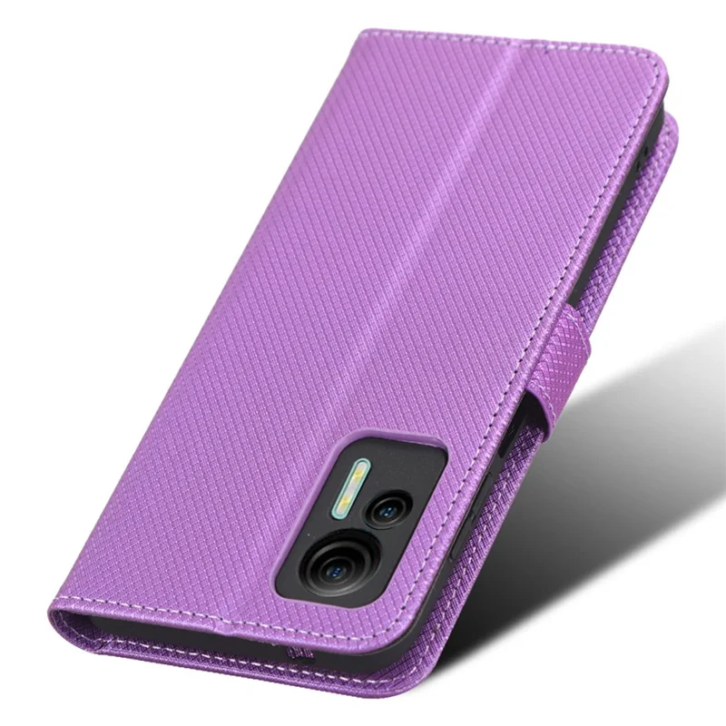 Phone Case for Ulefone Note 14, Diamond Texture Wallet Stand PU Leather Phone Cover - Purple