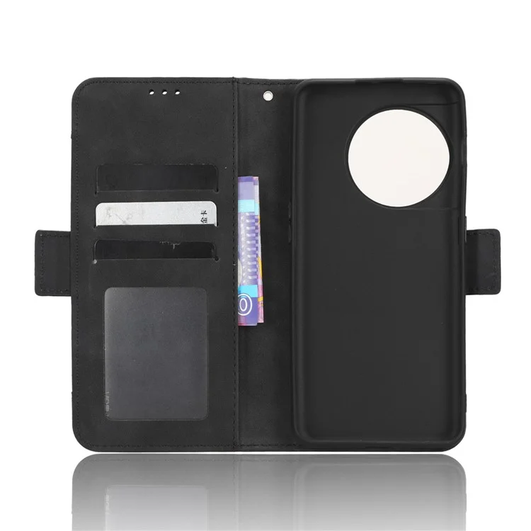 Para OnePlus 11 5G Capa de telefone com carteira de couro PU à prova de choque, suporte, titular do cartão, magnética, flip, capa de telefone celular - Preto