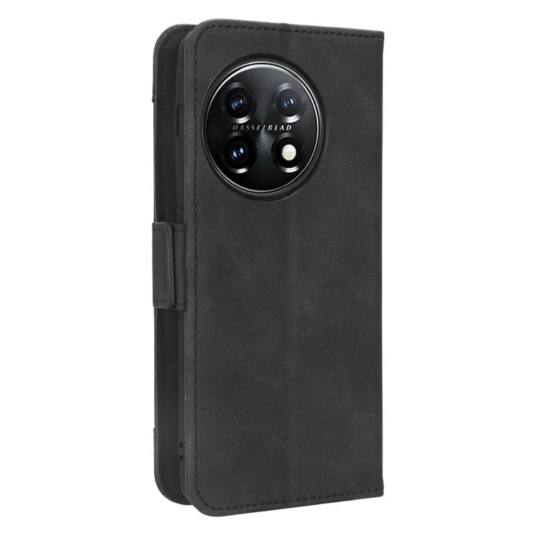 Para OnePlus 11 5G Capa de telefone com carteira de couro PU à prova de choque, suporte, titular do cartão, magnética, flip, capa de telefone celular - Preto