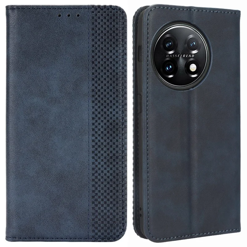 Magnetic Phone Cover for Vodafone Smart V22, Retro Texture Flip Leather Wallet Case Protective Phone Cover - Blue