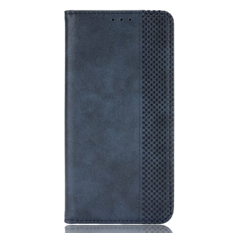 Magnetic Phone Cover for Vodafone Smart V22, Retro Texture Flip Leather Wallet Case Protective Phone Cover - Blue