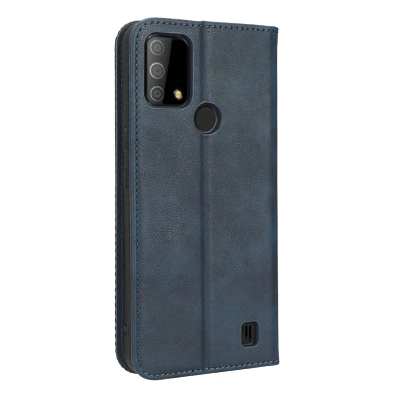 Magnetic Phone Cover for Vodafone Smart V22, Retro Texture Flip Leather Wallet Case Protective Phone Cover - Blue