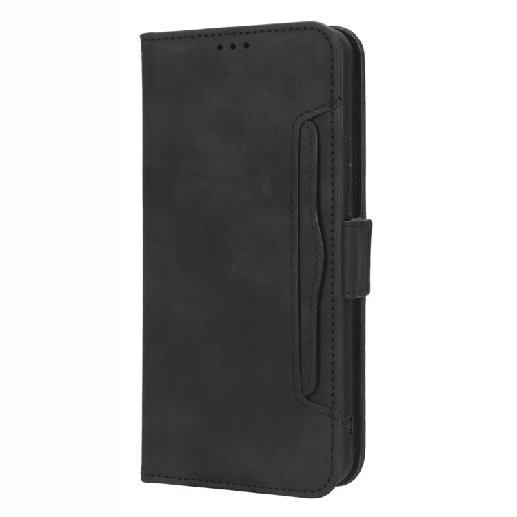 For Vodafone Smart V22 Anti-scratch Phone Cover PU Leather Multiple Card Slots Stand Wallet Protective Phone Case - Black