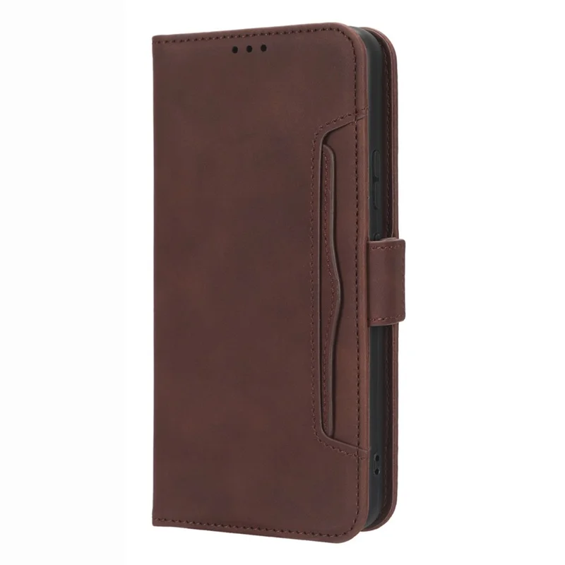 For Vodafone Smart V22 Anti-scratch Phone Cover PU Leather Multiple Card Slots Stand Wallet Protective Phone Case - Brown