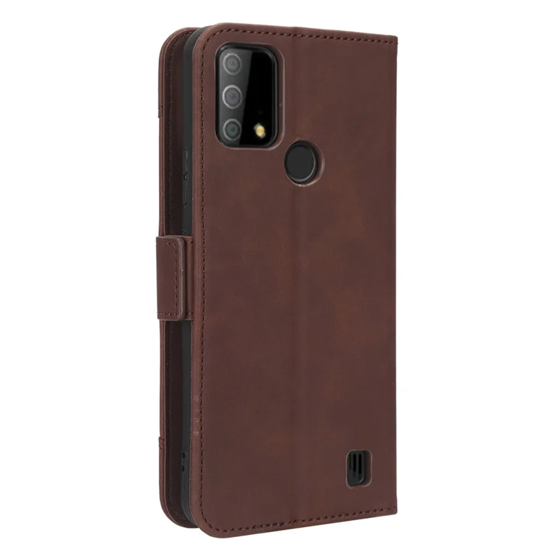 For Vodafone Smart V22 Anti-scratch Phone Cover PU Leather Multiple Card Slots Stand Wallet Protective Phone Case - Brown
