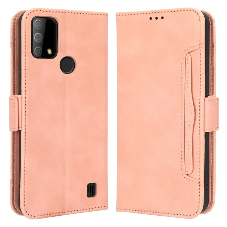 For Vodafone Smart V22 Anti-scratch Phone Cover PU Leather Multiple Card Slots Stand Wallet Protective Phone Case - Pink