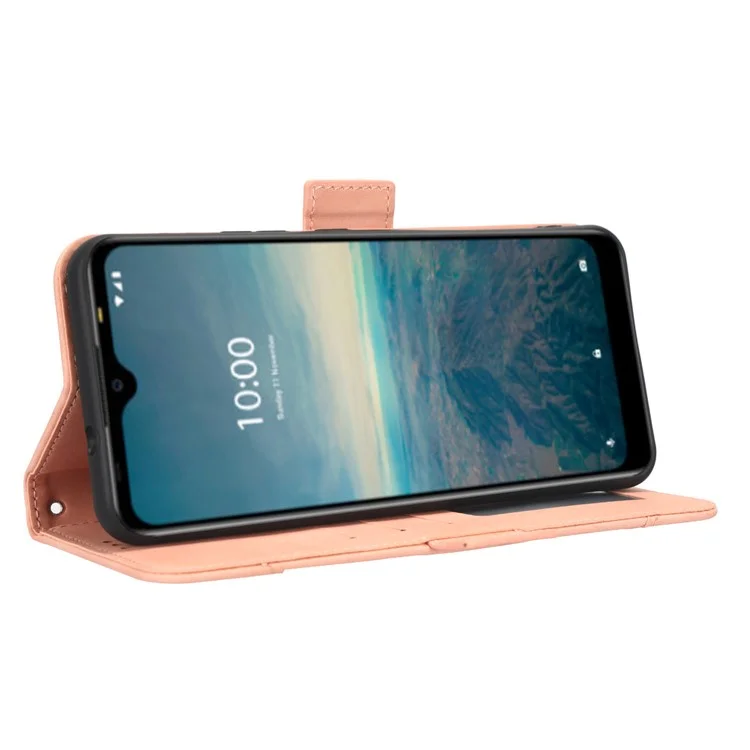 For Vodafone Smart V22 Anti-scratch Phone Cover PU Leather Multiple Card Slots Stand Wallet Protective Phone Case - Pink