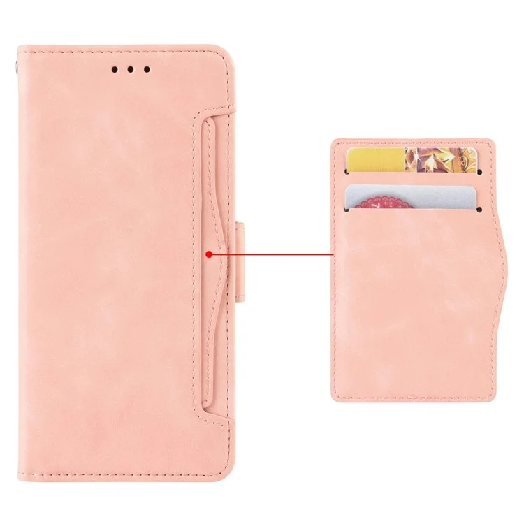 For Vodafone Smart V22 Anti-scratch Phone Cover PU Leather Multiple Card Slots Stand Wallet Protective Phone Case - Pink
