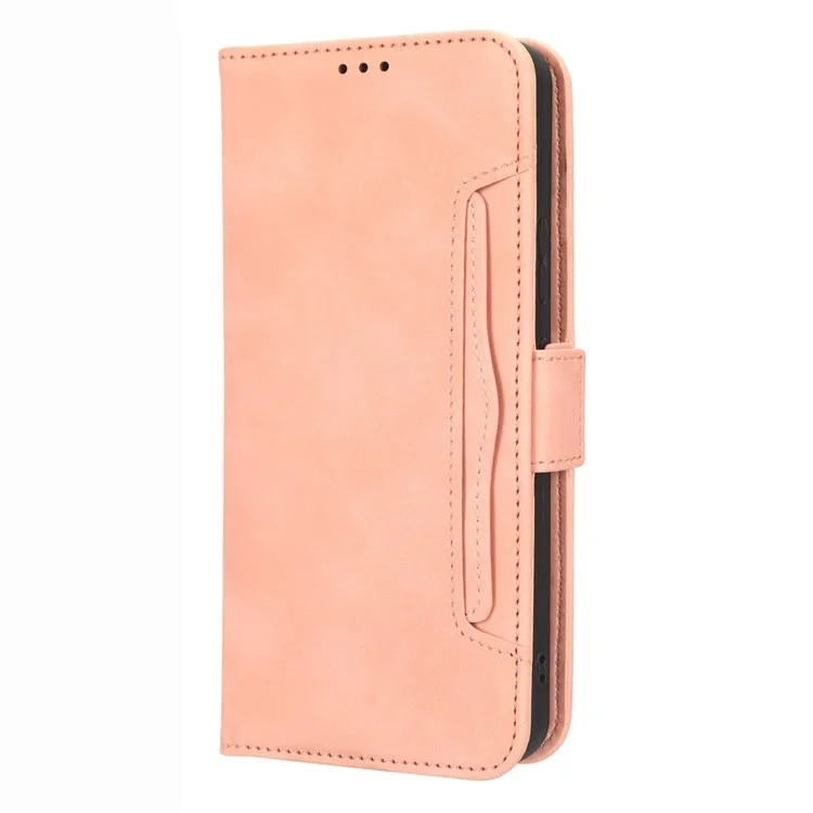 For Vodafone Smart V22 Anti-scratch Phone Cover PU Leather Multiple Card Slots Stand Wallet Protective Phone Case - Pink