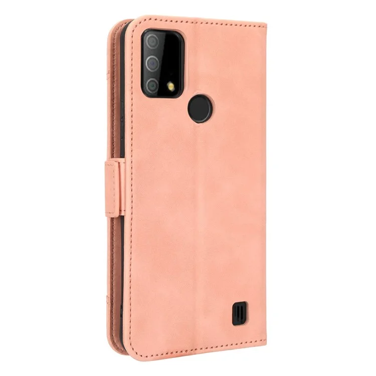For Vodafone Smart V22 Anti-scratch Phone Cover PU Leather Multiple Card Slots Stand Wallet Protective Phone Case - Pink