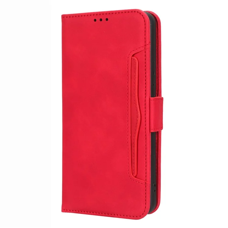 Funda protectora de piel PU con múltiples ranuras para tarjetas y soporte para Vodafone Smart V22 - Rojo