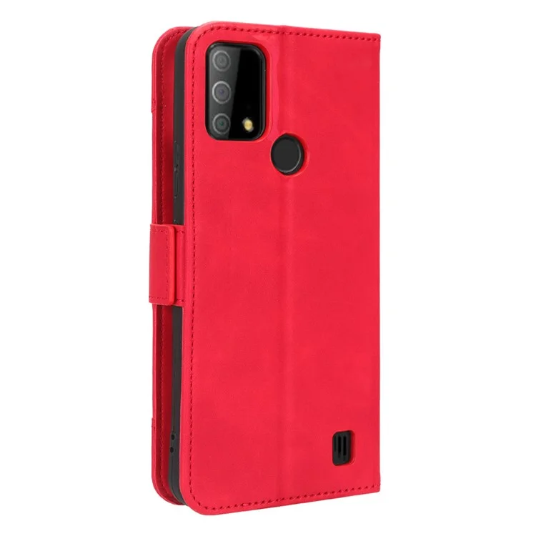 Funda protectora de piel PU con múltiples ranuras para tarjetas y soporte para Vodafone Smart V22 - Rojo