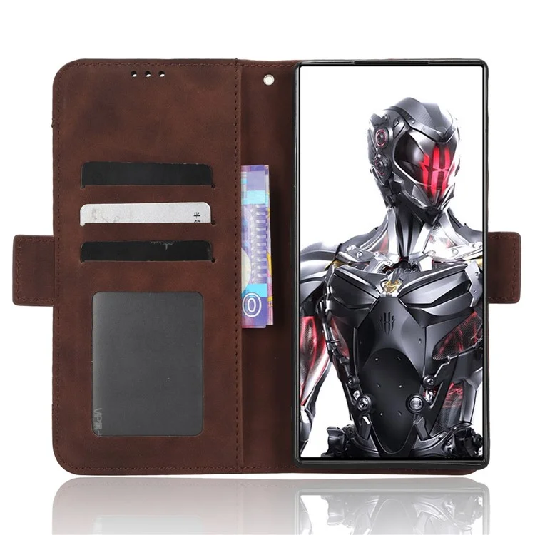 For ZTE nubia Red Magic 8 Pro+ 5G / Red Magic 8 Pro 5G Multiple Card Slots Phone Cover Wallet Stand PU Leather Phone Case - Brown
