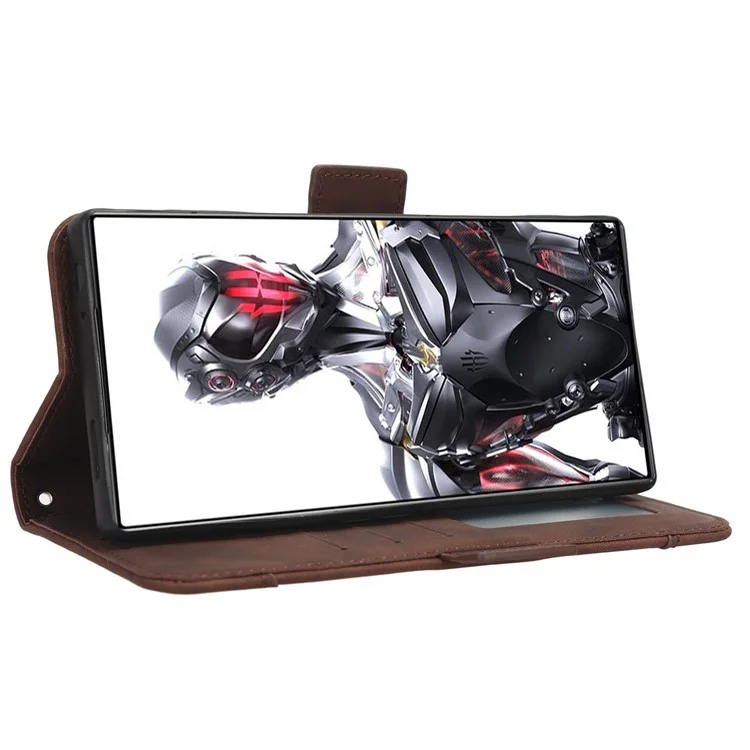 For ZTE nubia Red Magic 8 Pro+ 5G / Red Magic 8 Pro 5G Multiple Card Slots Phone Cover Wallet Stand PU Leather Phone Case - Brown