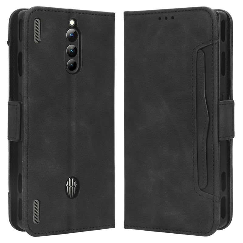 For ZTE nubia Red Magic 8 Pro+ 5G / Red Magic 8 Pro 5G Multiple Card Slots Phone Cover Wallet Stand PU Leather Phone Case - Black
