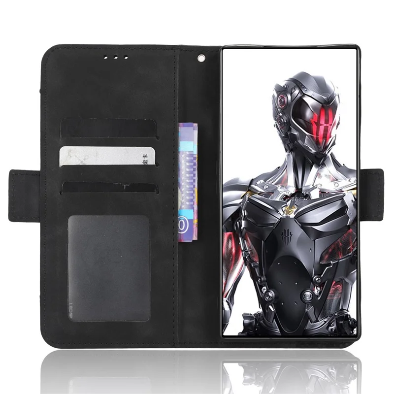 For ZTE nubia Red Magic 8 Pro+ 5G / Red Magic 8 Pro 5G Multiple Card Slots Phone Cover Wallet Stand PU Leather Phone Case - Black