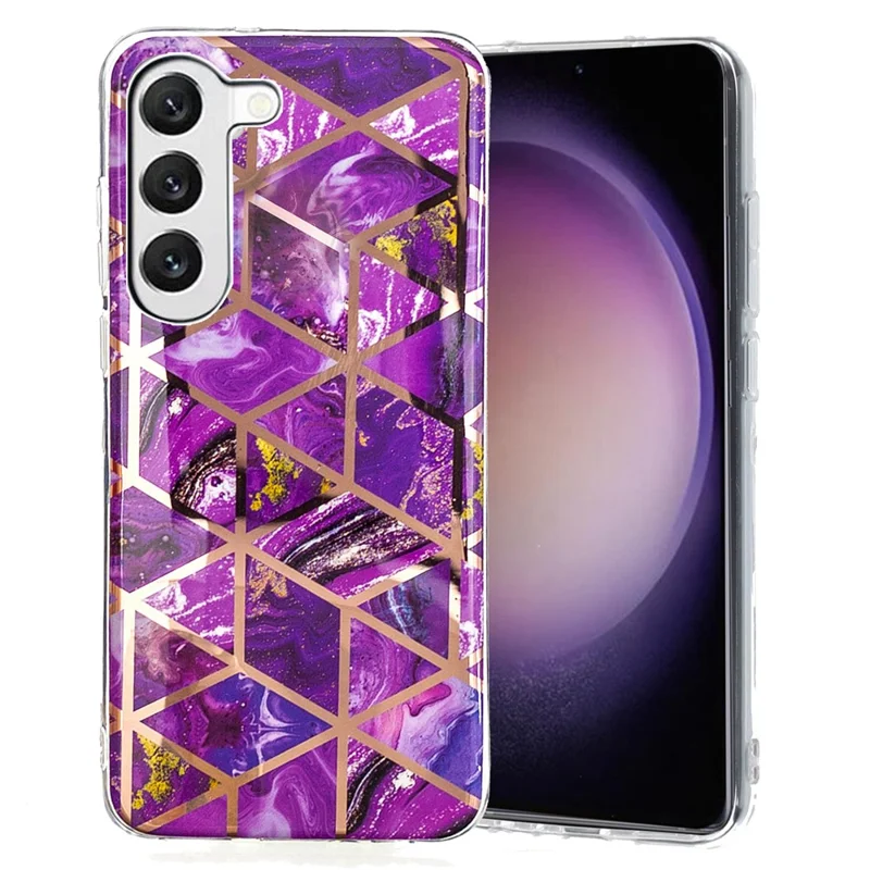 TPU Phone Case for Samsung Galaxy A14 5G / 4G , Electroplating IMD Pattern Printed Phone Cover - Electroplated Purple Marble