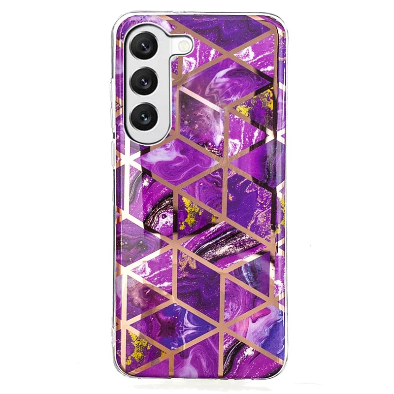 TPU Phone Case for Samsung Galaxy A14 5G / 4G , Electroplating IMD Pattern Printed Phone Cover - Electroplated Purple Marble