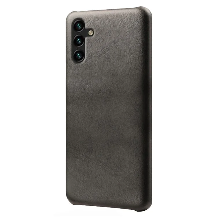 Calf Textured Phone Cover for Samsung Galaxy A34 5G, Anti-scratch PU Leather Coated PC Mobile Phone Case - Black