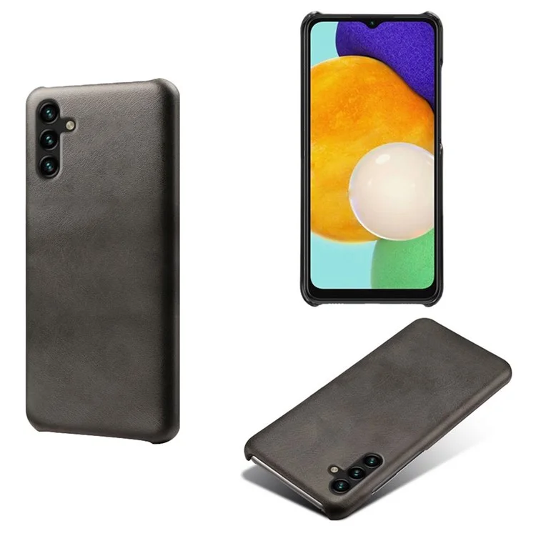 Calf Textured Phone Cover for Samsung Galaxy A34 5G, Anti-scratch PU Leather Coated PC Mobile Phone Case - Black