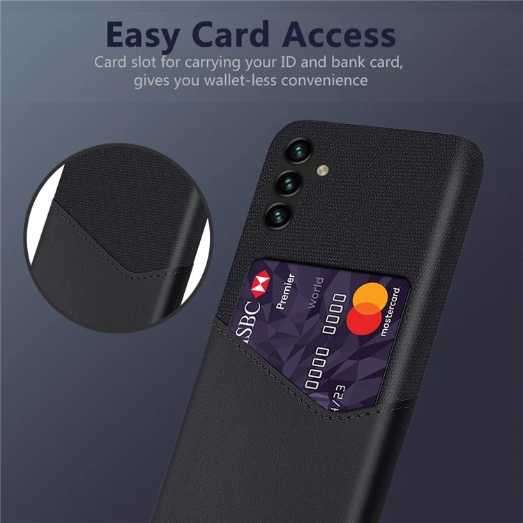 Für Samsung Galaxy A34 5G Cloth Texture Card Holder Phone Case PU Leder beschichtete harte PC-Handyhülle - Schwarz