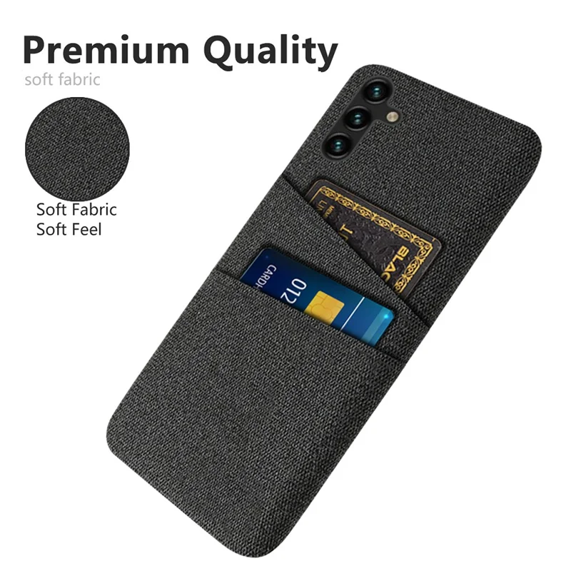 Mobile Phone Case For Samsung Galaxy A34 5G, Cloth Texture Scratch-resistant Phone Back Cover Card Holder - Black