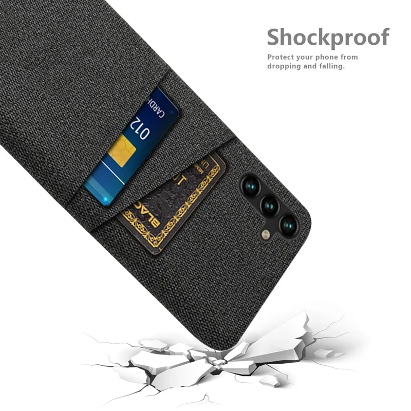 Mobile Phone Case For Samsung Galaxy A34 5G, Cloth Texture Scratch-resistant Phone Back Cover Card Holder - Black