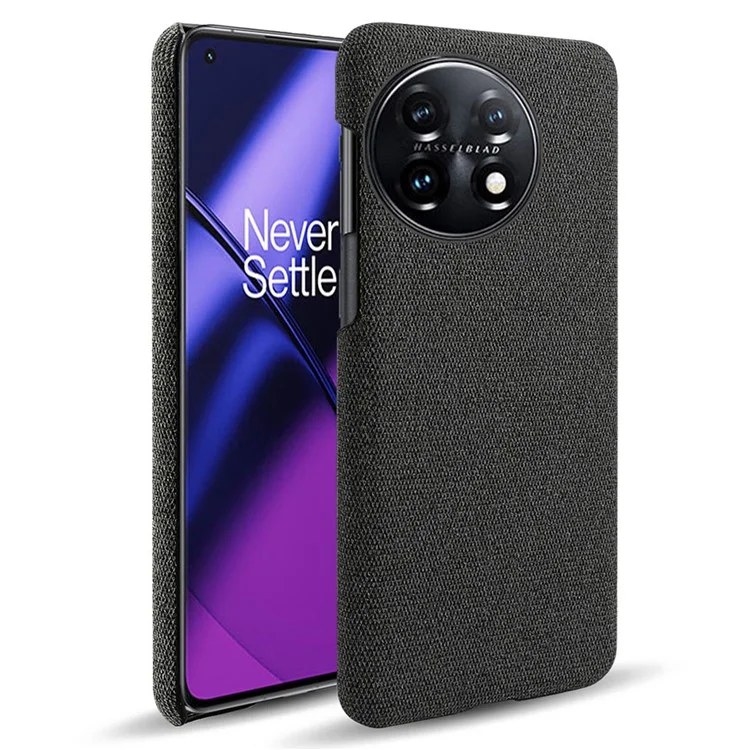 Für OnePlus 11 5G rutschfeste, schlanke Handyhülle aus festem PC und Stoff, stoßfeste Handyhülle - Schwarz
