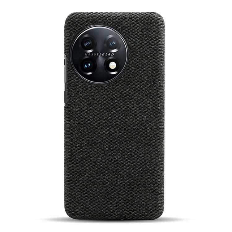 Für OnePlus 11 5G rutschfeste, schlanke Handyhülle aus festem PC und Stoff, stoßfeste Handyhülle - Schwarz