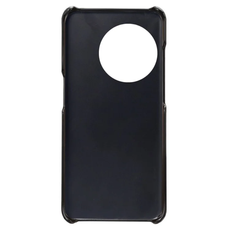 Capa de telefone anti-arranhões para OnePlus 11 5G, capa de telefone móvel com textura em couro de bezerro revestida de PC à prova de choques - Preto