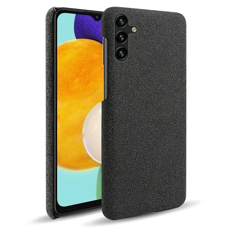 Solid Color Cloth Texture Phone Back Cover For Samsung Galaxy A34 5G, Hard PC+Cloth Protective Phone Case - Black