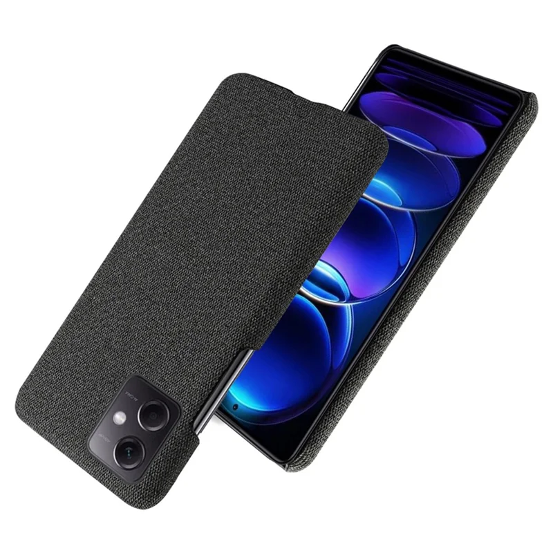 Cover per telefono per Xiaomi Redmi Note 12 5G (Global) / (India) / (China) / Poco X5 5G, colore tinta unita, texture in tessuto, antiurto - Nero
