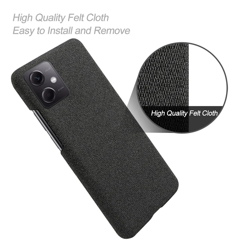 Cover per telefono per Xiaomi Redmi Note 12 5G (Global) / (India) / (China) / Poco X5 5G, colore tinta unita, texture in tessuto, antiurto - Nero