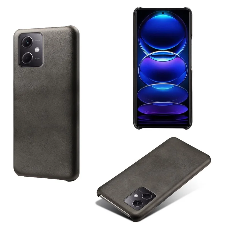 Protective Phone Cover for Xiaomi Redmi Note 12 5G (Global) / (India) / (China) / Poco X5 5G , PU Leather Coated PC Calf Textured Phone Case - Black